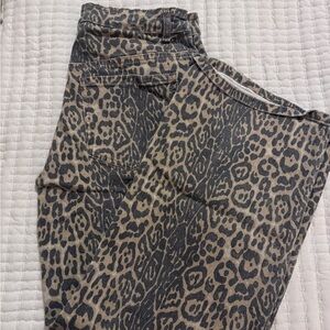 Leopard Print wide leg Jeans